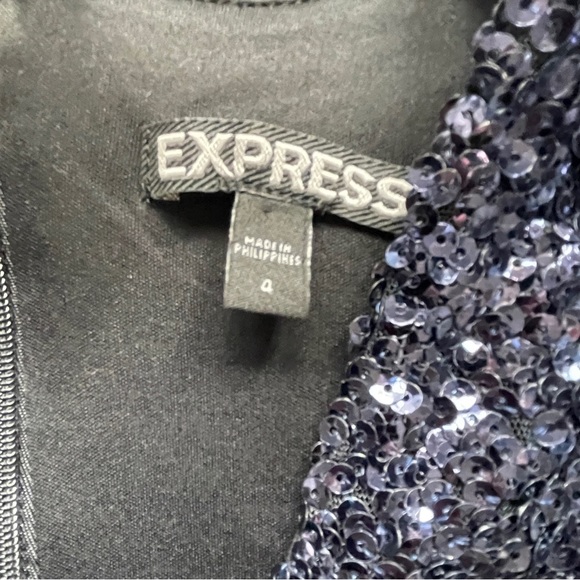Express | Navy Blue Sequins, Bodycon Mini Cocktail Dress, Size 4 - Picture 6 of 13